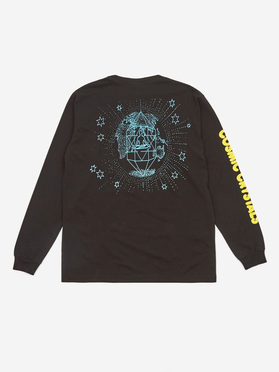 Good Morning Tapes Good Morning Tapes Cosmic Crystals Longsleeve T-Shirt - Washed Black - Black