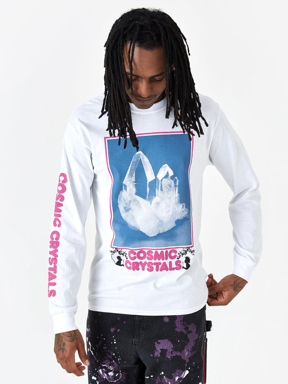 Good Morning Tapes Good Morning Tapes Cosmic Crystals Longsleeve T-Shirt - White - White