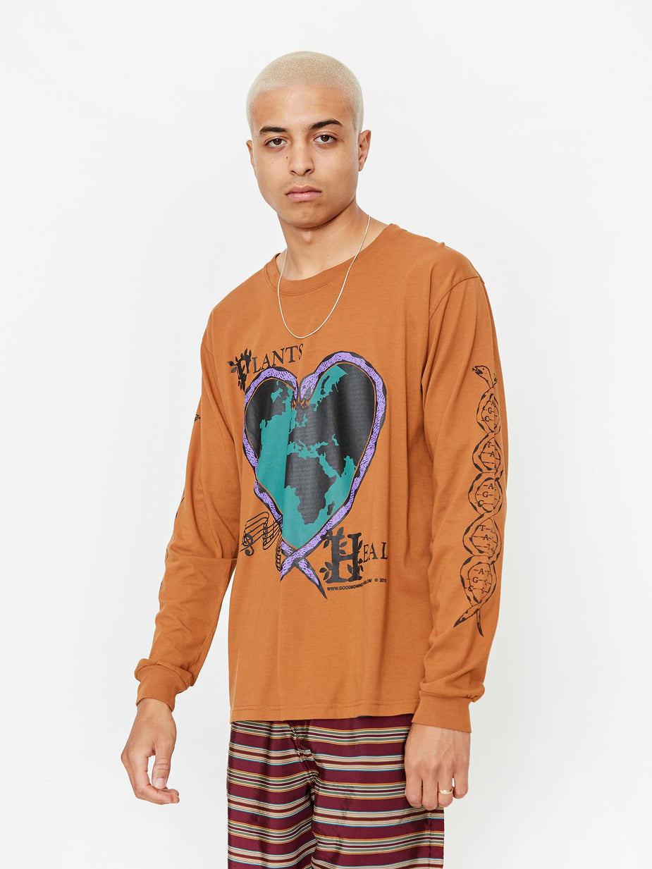 Good Morning Tapes Good Morning Tapes Plants Heal Longsleeve T-Shirt - Clay - Brown
