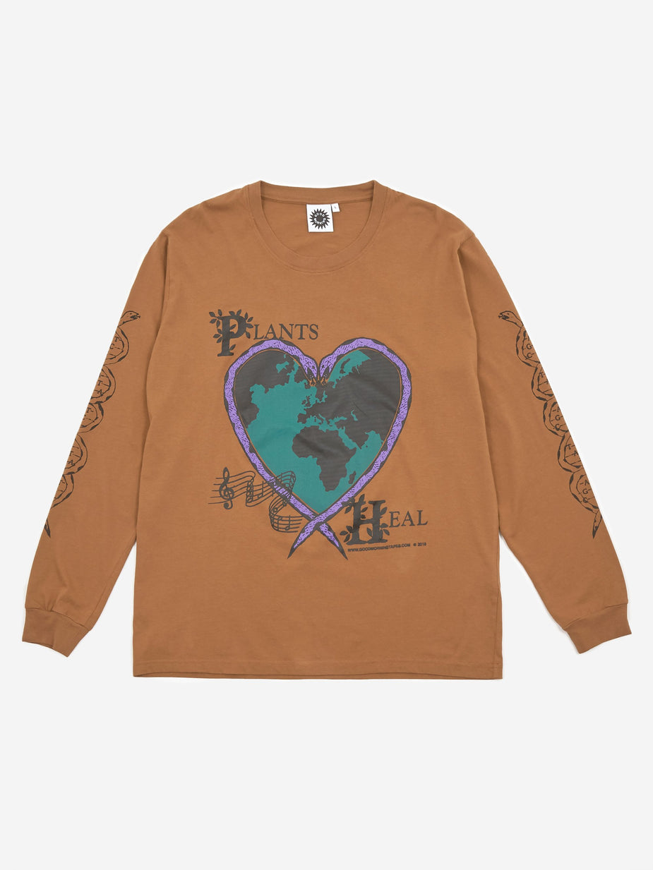 Good Morning Tapes Good Morning Tapes Plants Heal Longsleeve T-Shirt - Clay - Brown