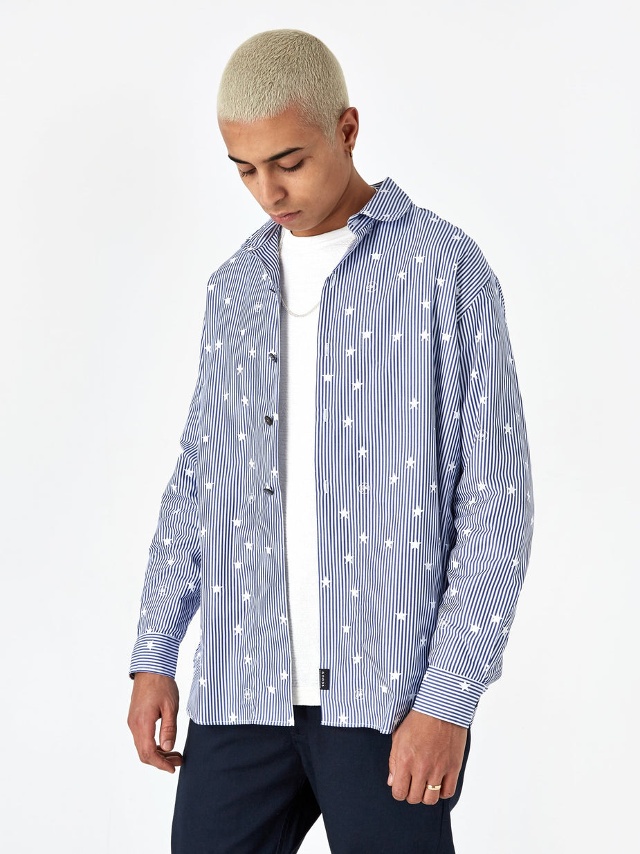 Wemblex Goodhood x Wemblex Button Down Shirt - Blue Stripe - Blue