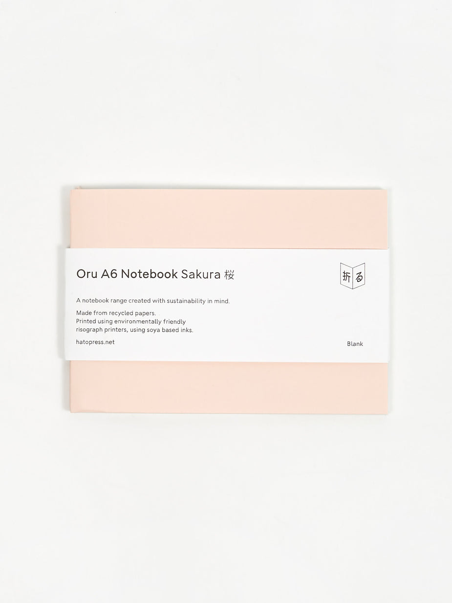 Hato Press Hato Press Oru Notebook A6 Blank - Sakura Pink - Pink
