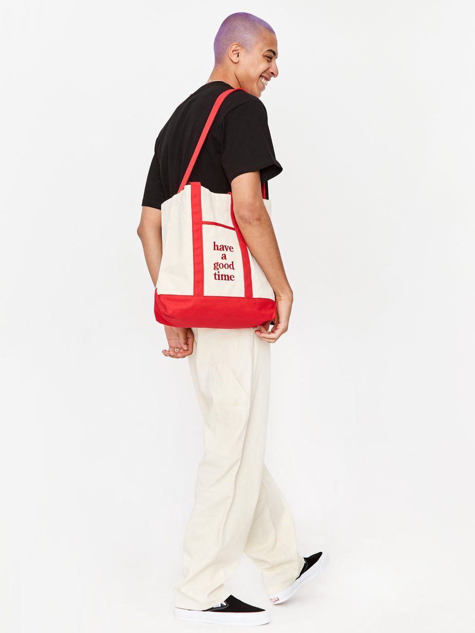 Have A Good Time Have A Good Time Canvas Logo Tote Bag - Red - Red