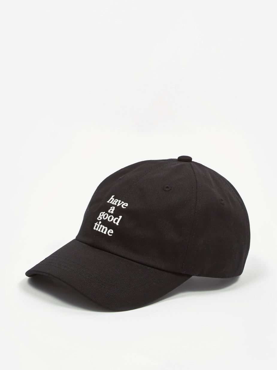 Have A Good Time Have A Good Time Embroidered Logo Flat 6 Panel Cap - Black - Black