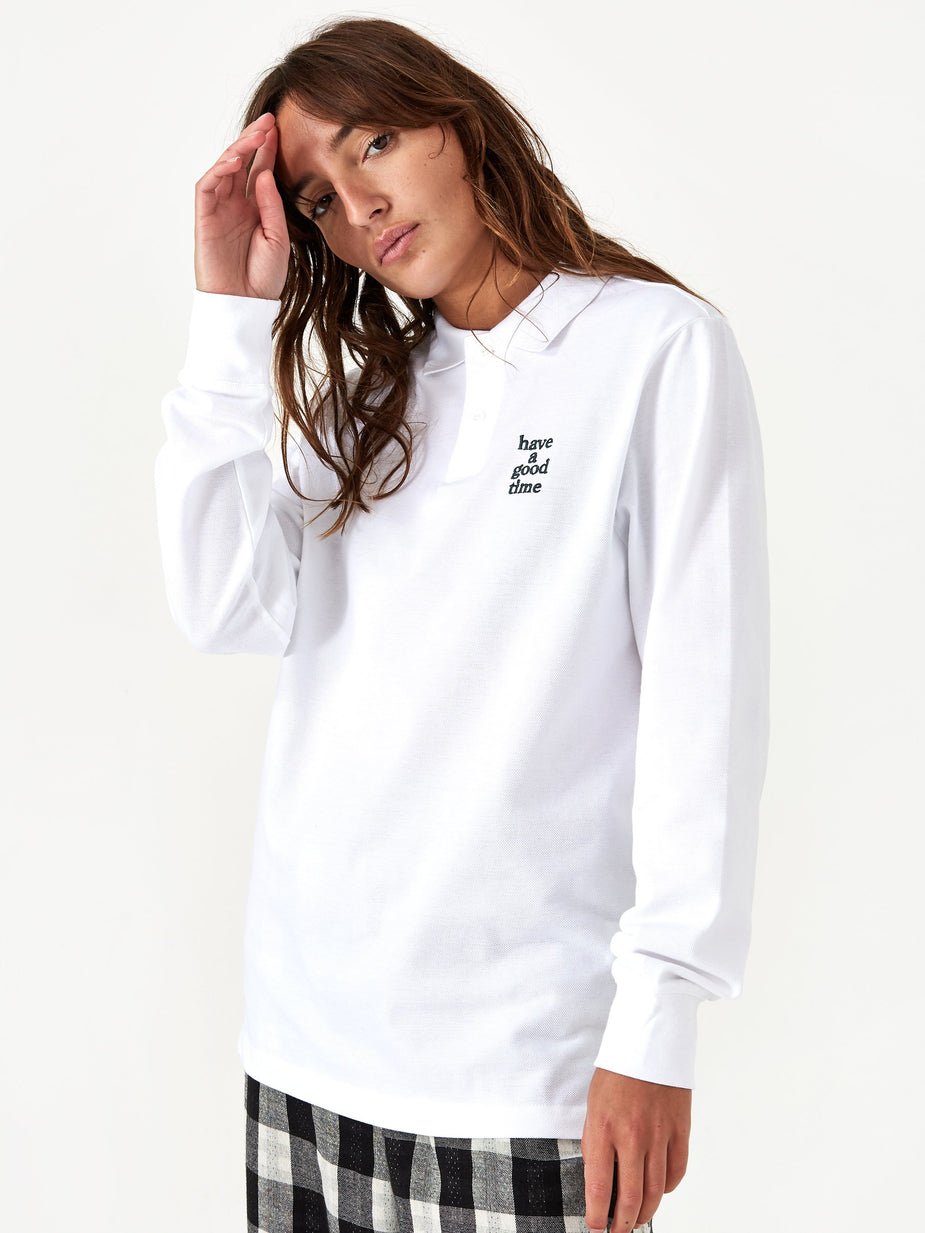 Have A Good Time Have A Good Time Logo Longsleeve Polo Shirt - White - White
