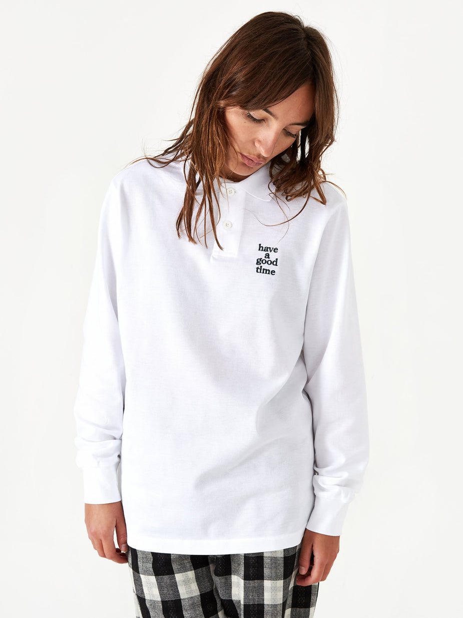 Have A Good Time Have A Good Time Logo Longsleeve Polo Shirt - White - White