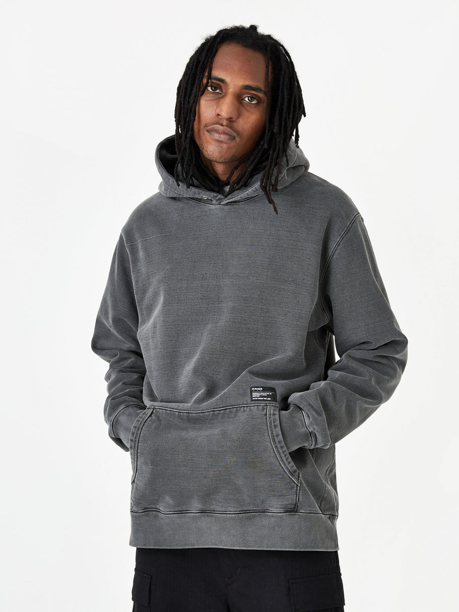 Haven Haven Pigment Dyed Heavyweight Hoodie Cotton Fleece - Charcoal - Grey
