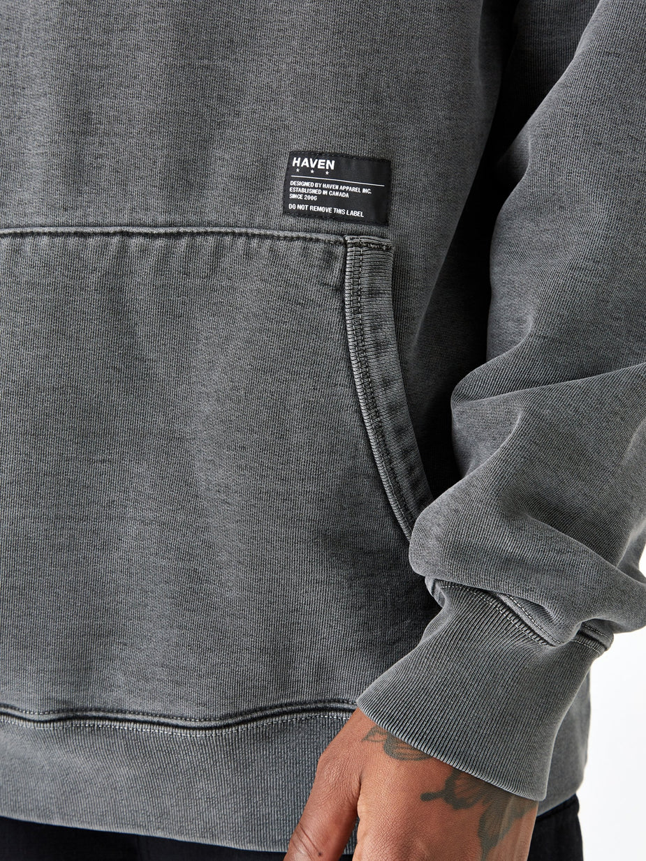 Haven Haven Pigment Dyed Heavyweight Hoodie Cotton Fleece - Charcoal - Grey
