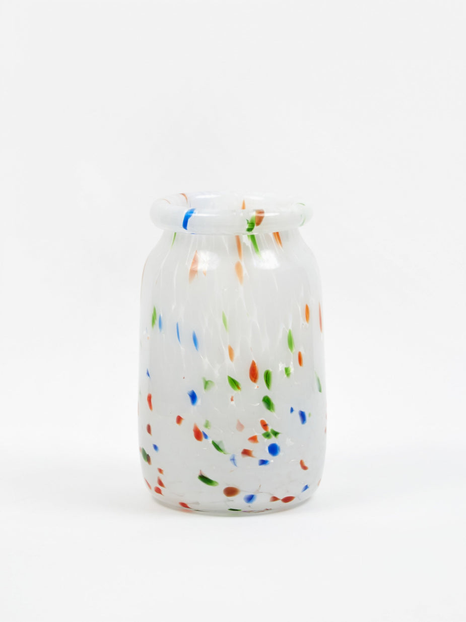 HAY HAY Splash Vase Roll Neck Medium - White Dot - White