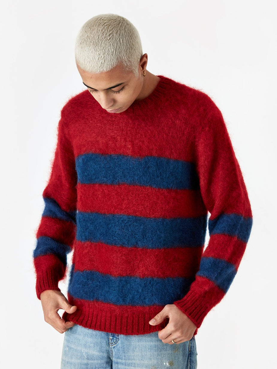 Undercover JohnUNDERCOVER Striped Knit Jumper (JUX4901-1) - Red Border - Red