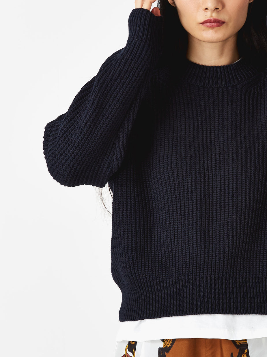 JUD JUD Little Town Half Cardigan Sweater - Navy - Blue