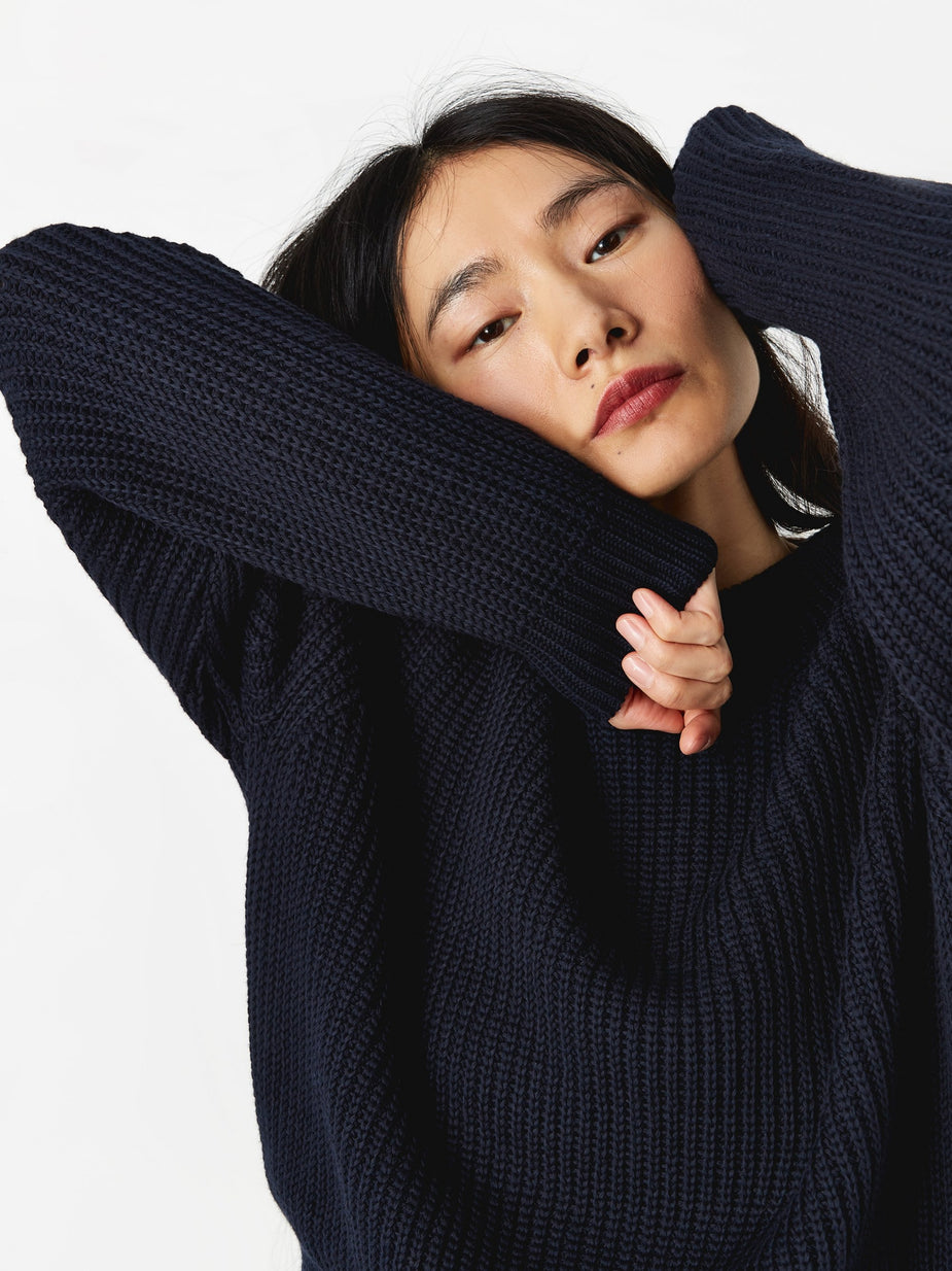 JUD JUD Little Town Half Cardigan Sweater - Navy - Blue
