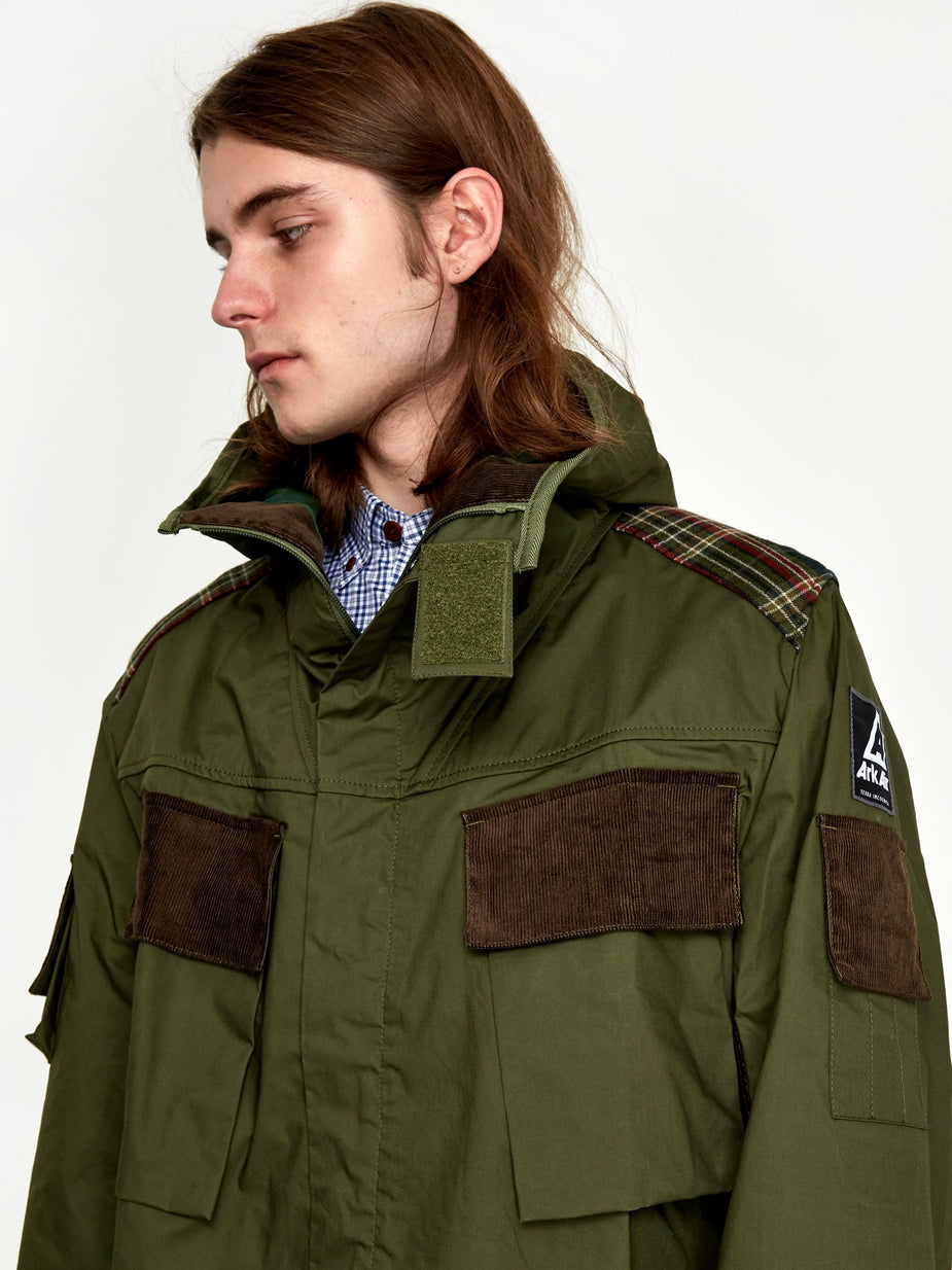 Junya Watanabe Man Junya Watanabe MAN x Ark Air Coated Cotton Canvas Check Coat - Khaki - Neutrals