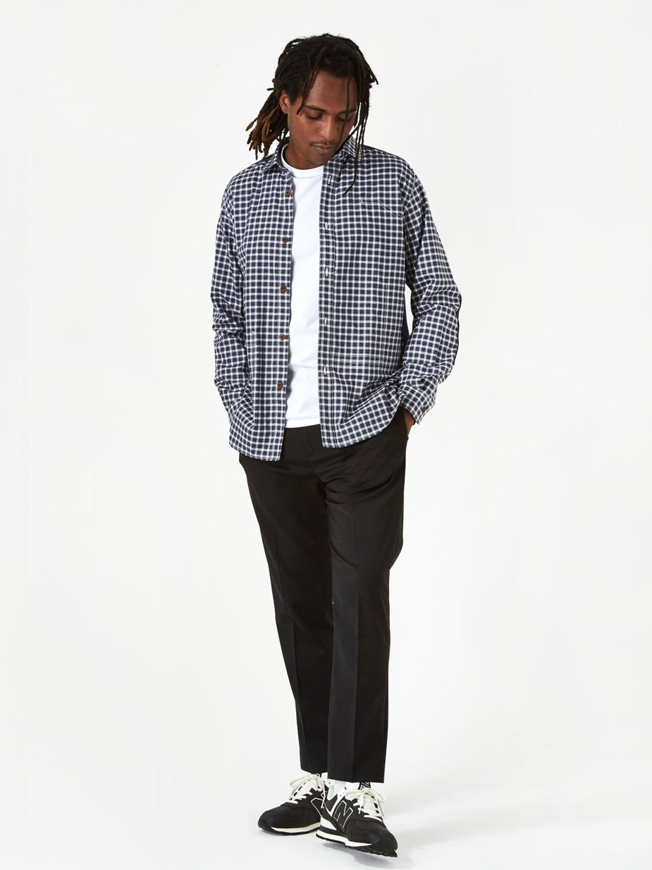 Junya Watanabe Man Junya Watanabe MAN Cotton Flannel Oxford Shirt - Navy/Grey - Grey