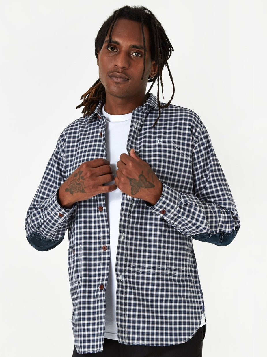 Junya Watanabe Man Junya Watanabe MAN Cotton Flannel Oxford Shirt - Navy/Grey - Grey