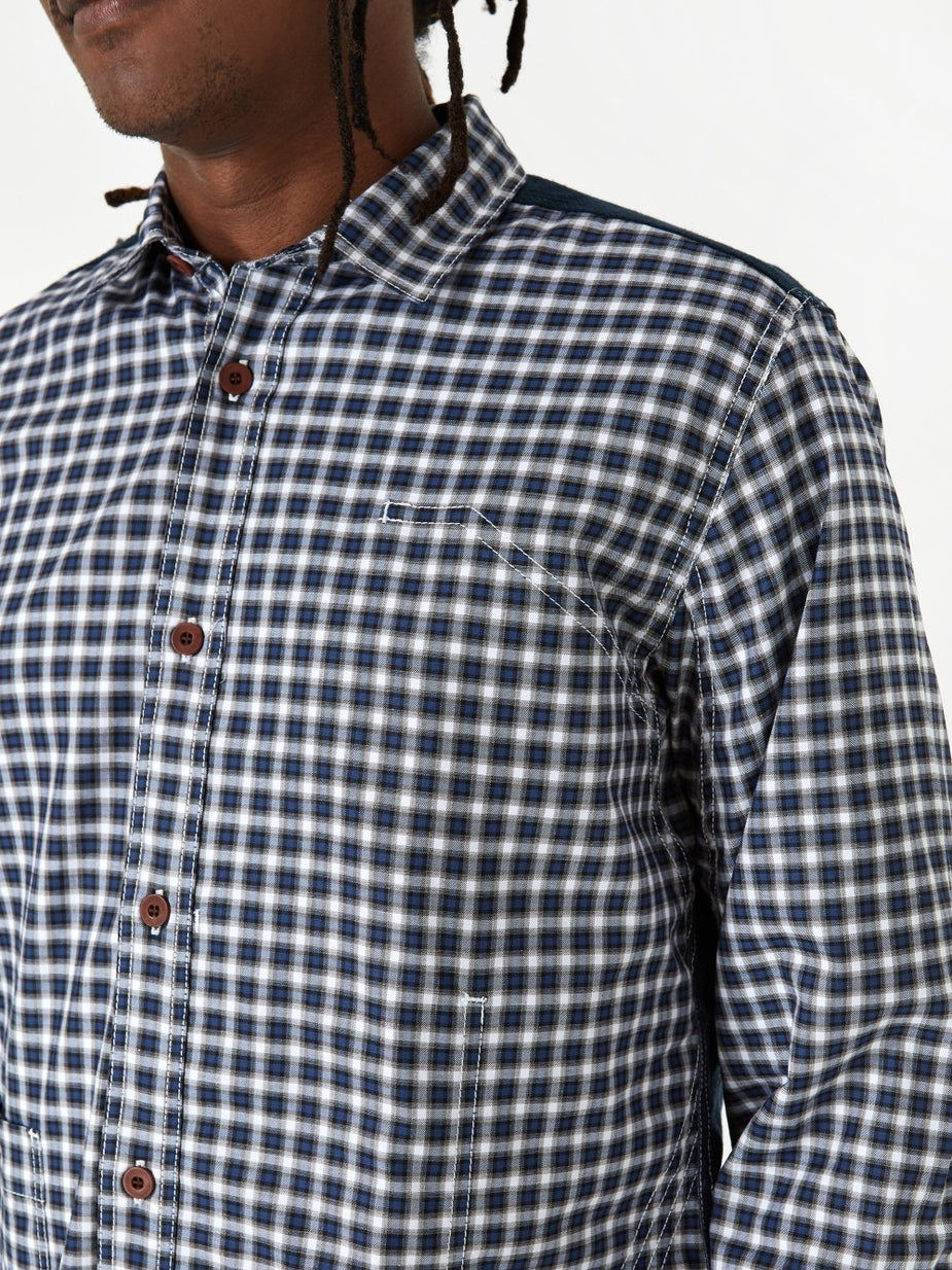 Junya Watanabe Man Junya Watanabe MAN Cotton Flannel Oxford Shirt - Navy/Grey - Grey