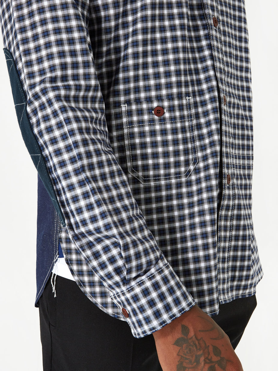 Junya Watanabe Man Junya Watanabe MAN Cotton Flannel Oxford Shirt - Navy/Grey - Grey