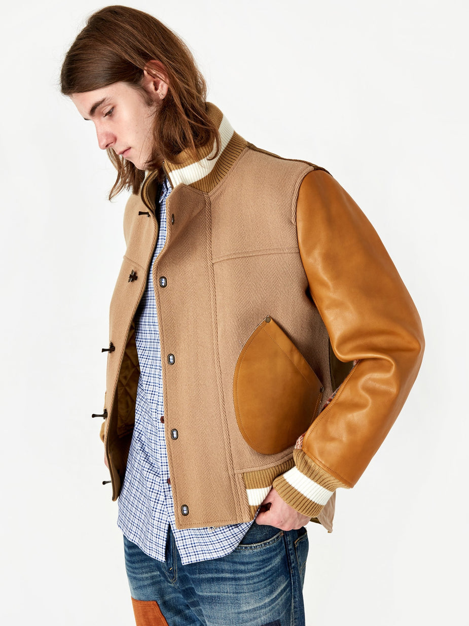 Junya Watanabe Man Junya Watanabe MAN Wool Herringbone Cowhide Jacket - Camel/Beige - Neutrals