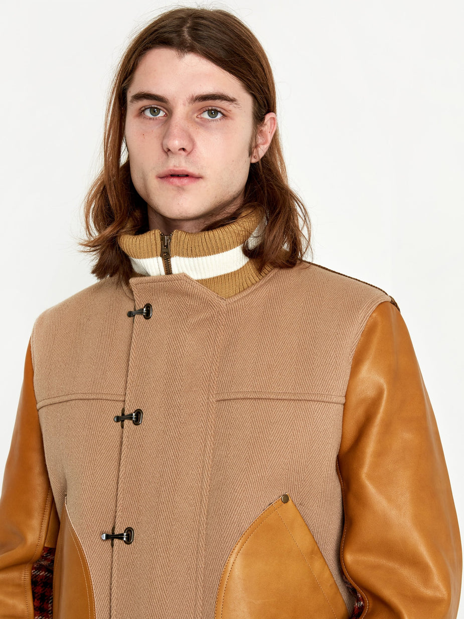 Junya Watanabe Man Junya Watanabe MAN Wool Herringbone Cowhide Jacket - Camel/Beige - Neutrals