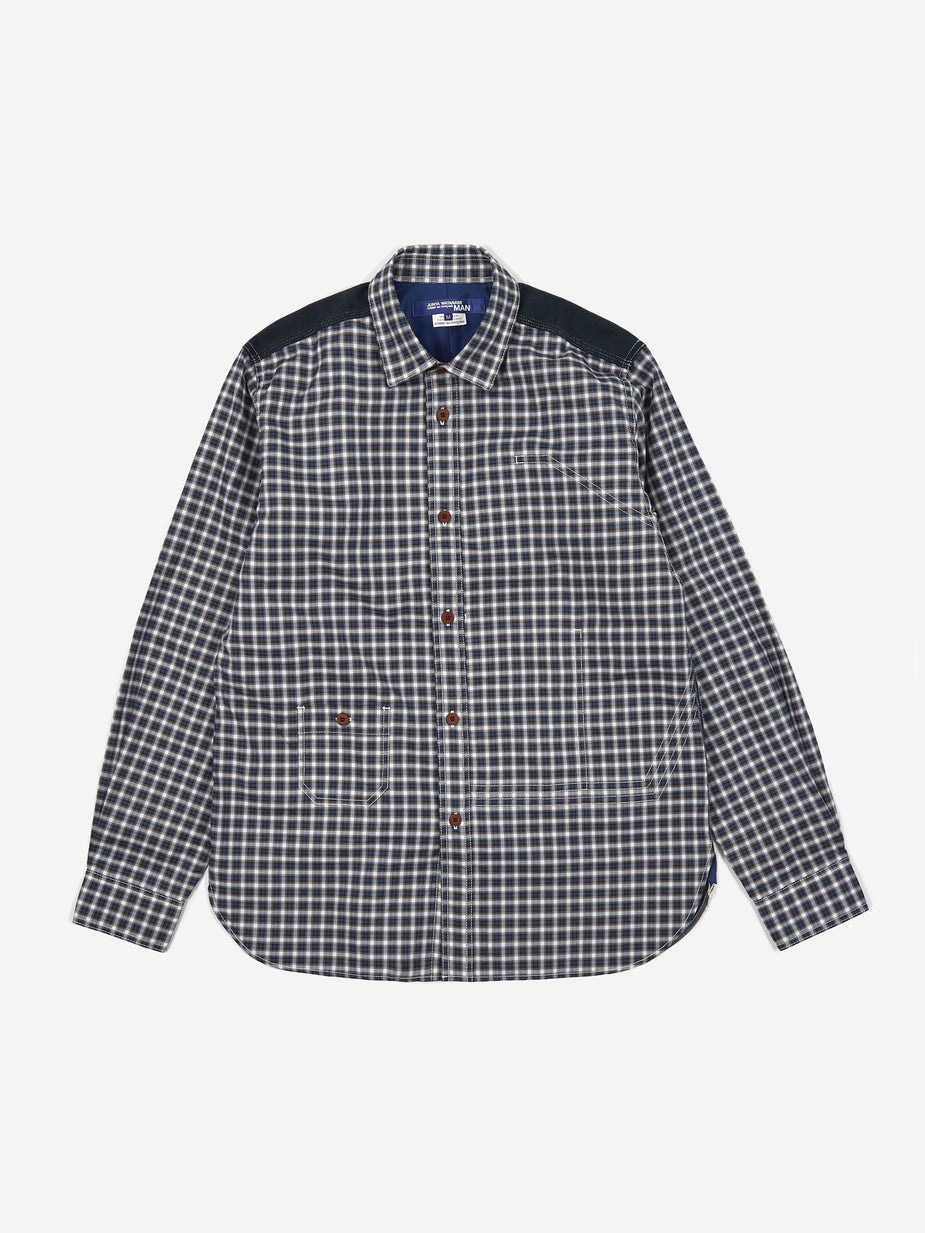 Junya Watanabe Man Junya Watanabe MAN Cotton Flannel Oxford Shirt - Navy/Grey - Grey