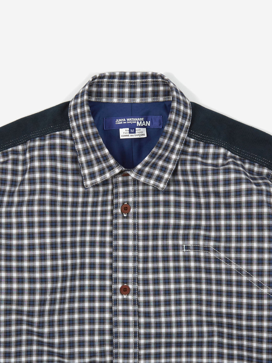 Junya Watanabe Man Junya Watanabe MAN Cotton Flannel Oxford Shirt - Navy/Grey - Grey