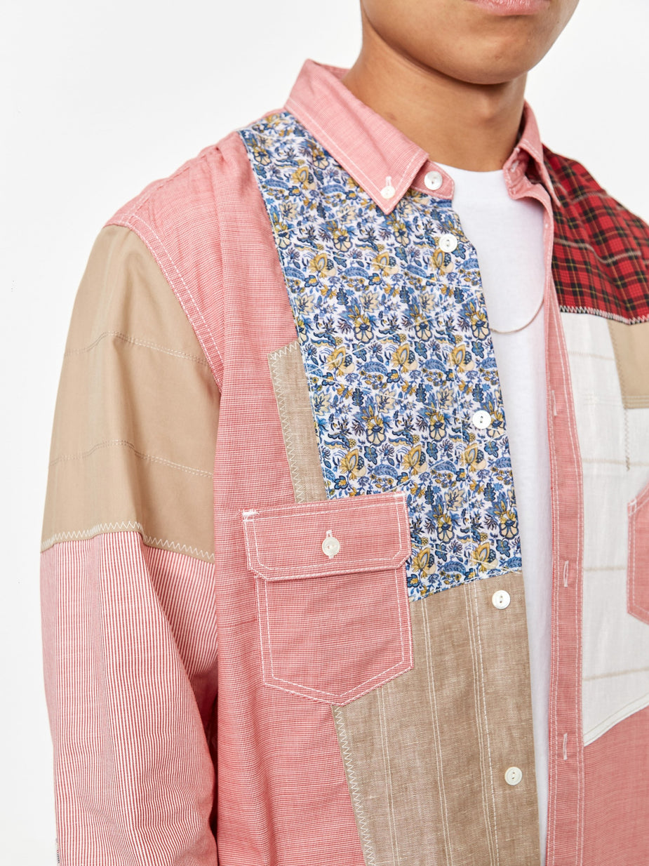 Junya Watanabe Man Junya Watanabe MAN Cotton Check Fabric Mix Shirt - Red/White/Multi - Red