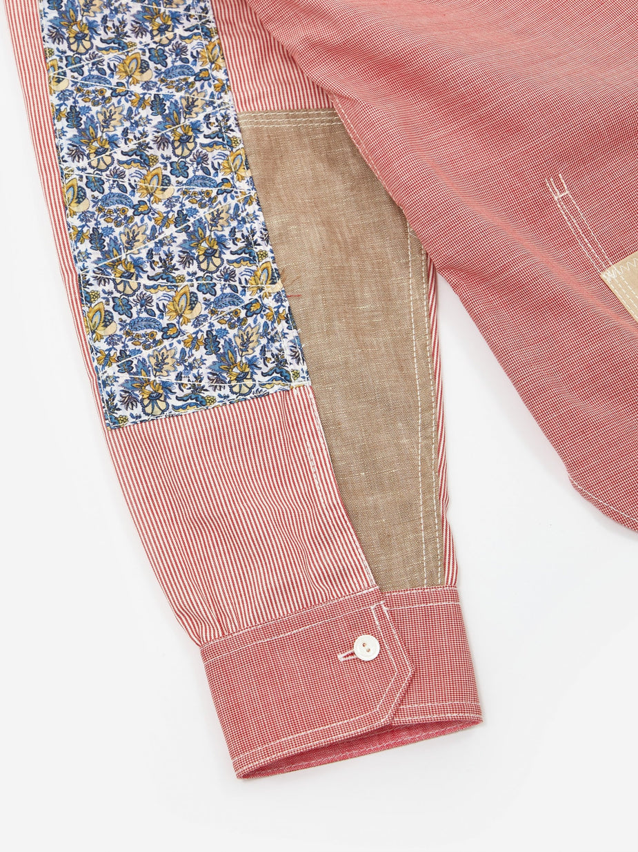 Junya Watanabe Man Junya Watanabe MAN Cotton Check Fabric Mix Shirt - Red/White/Multi - Red