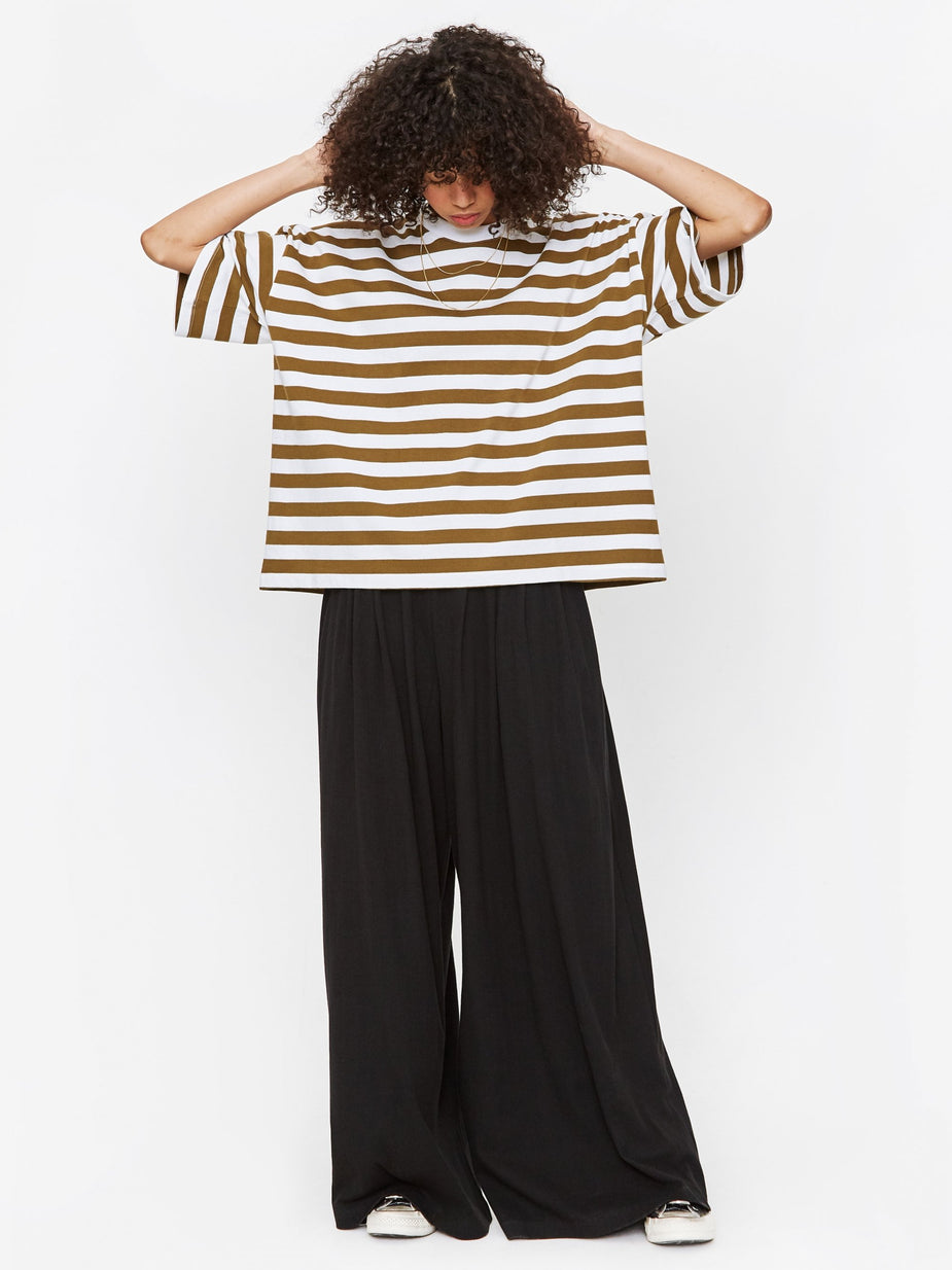 Kowtow Kowtow Oversized Stripe Boxy T-Shirt - Khaki/White - White