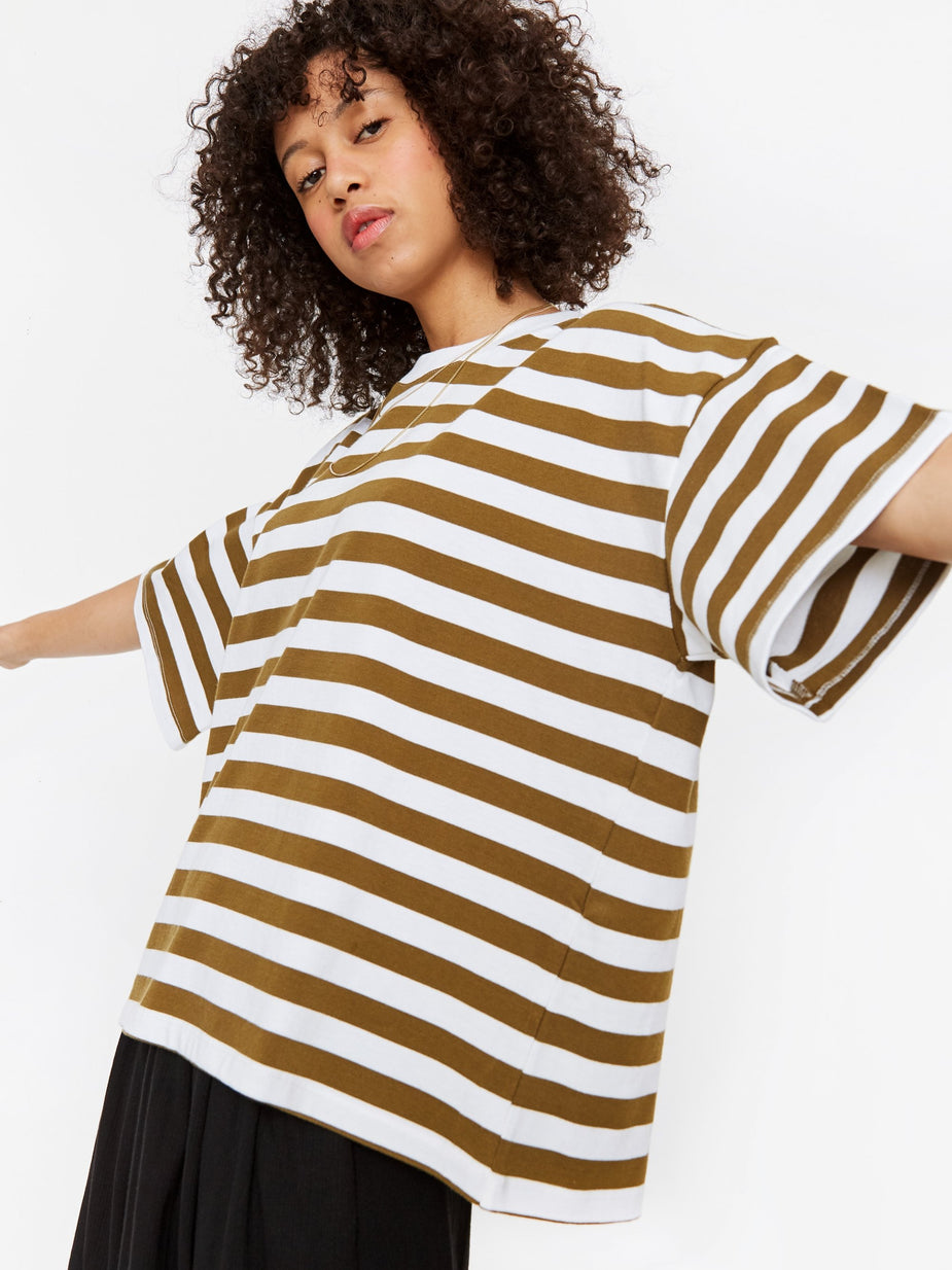Kowtow Kowtow Oversized Stripe Boxy T-Shirt - Khaki/White - White