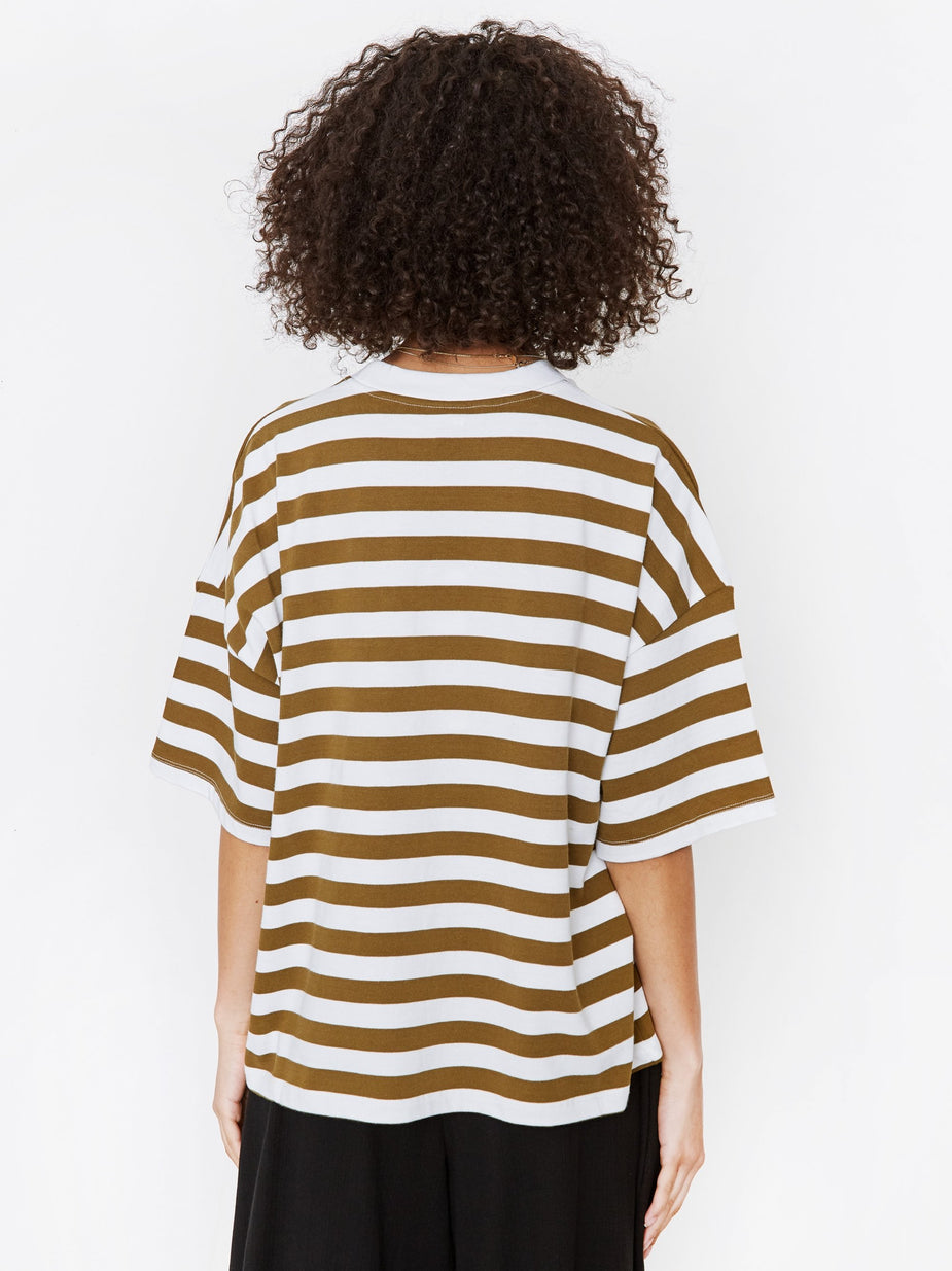 Kowtow Kowtow Oversized Stripe Boxy T-Shirt - Khaki/White - White