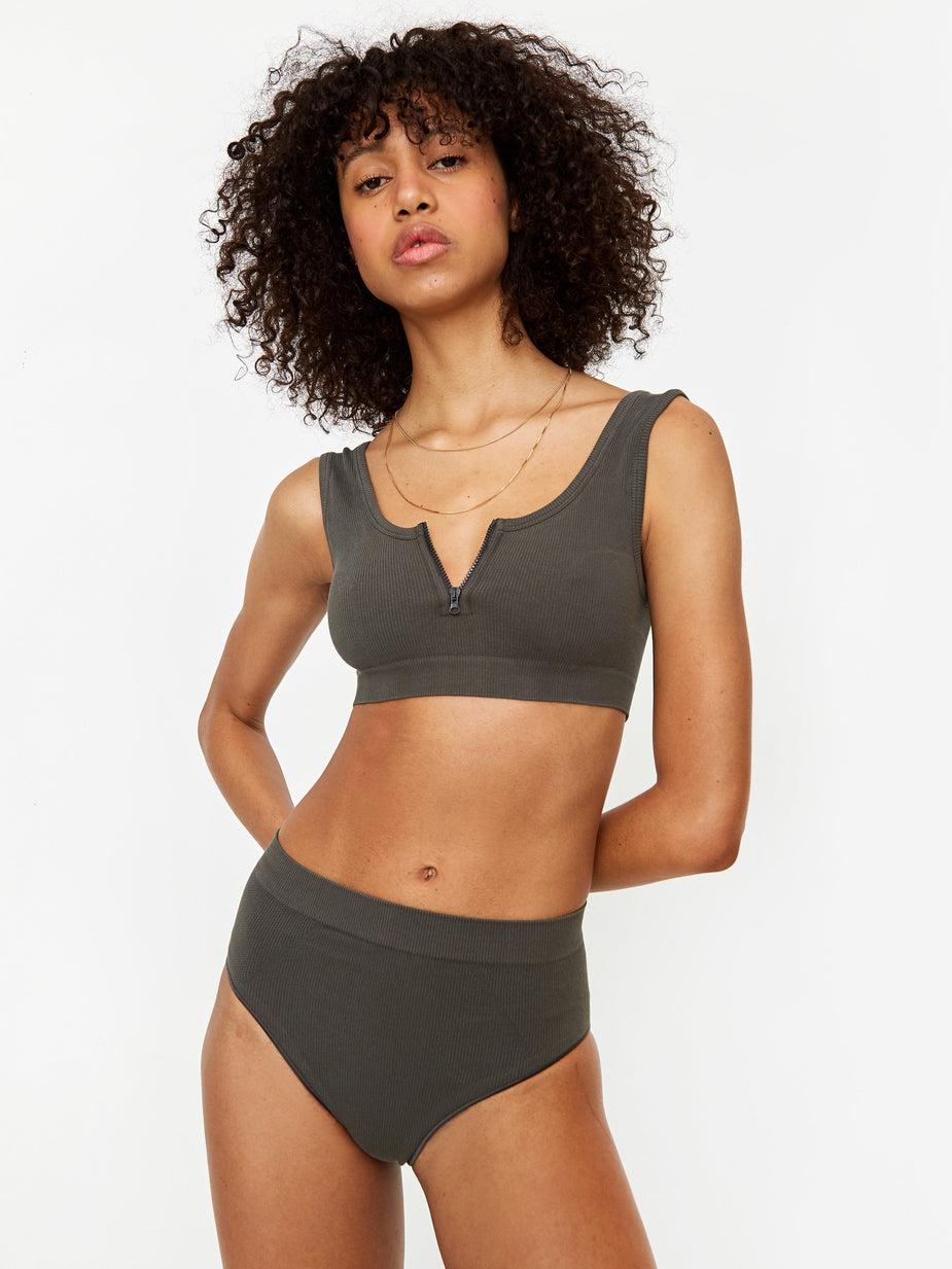 Les Girls Les Boys Les Girl Les Boy Rib Bra Top - Dark Shadow - Other