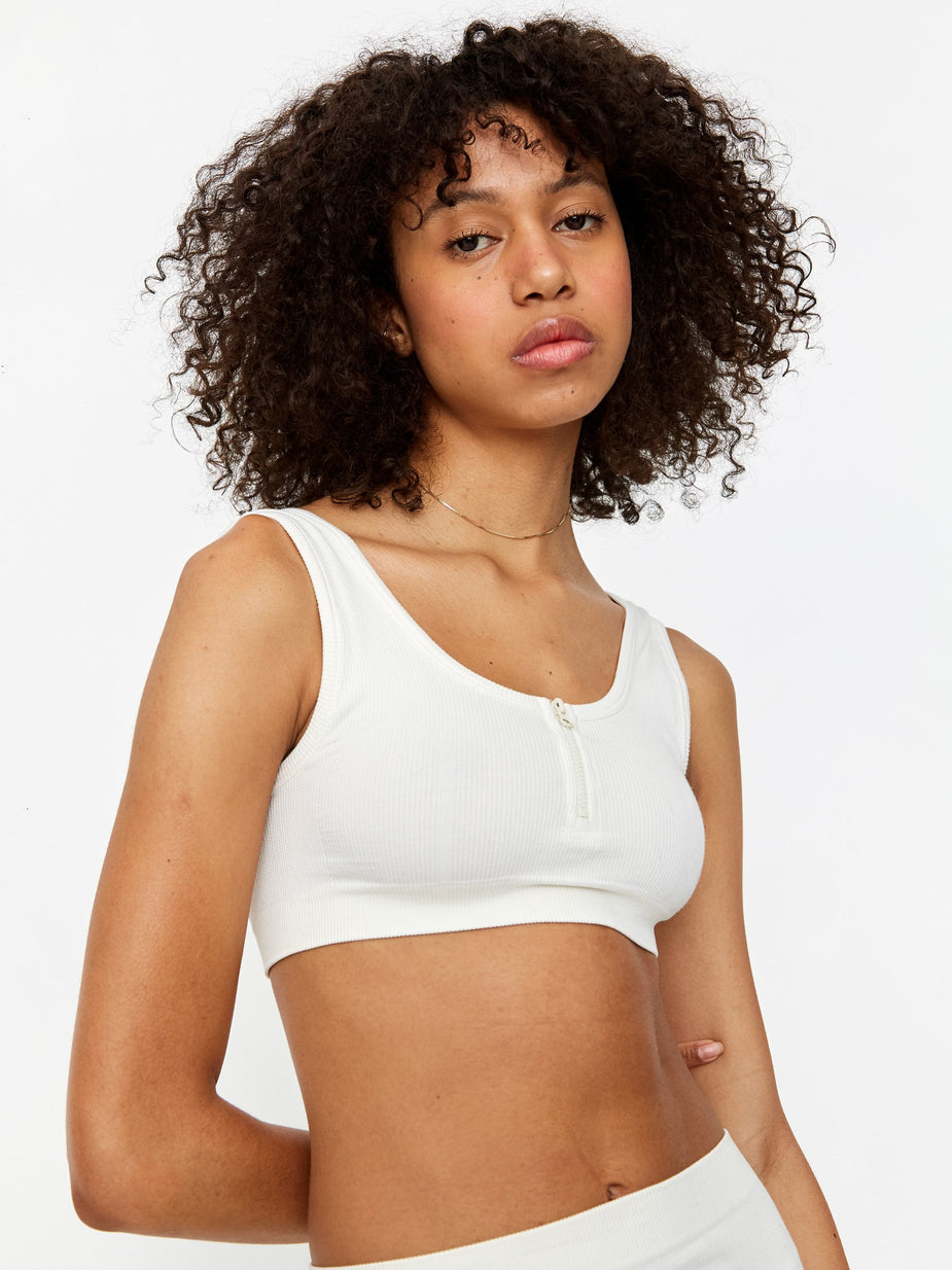 Les Girls Les Boys Les Girl Les Boy Rib Bra Top - Ivory - Neutrals