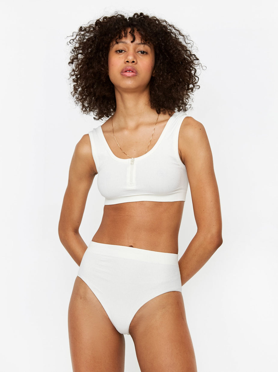 Les Girls Les Boys Les Girl Les Boy Rib Bra Top - Ivory - Neutrals