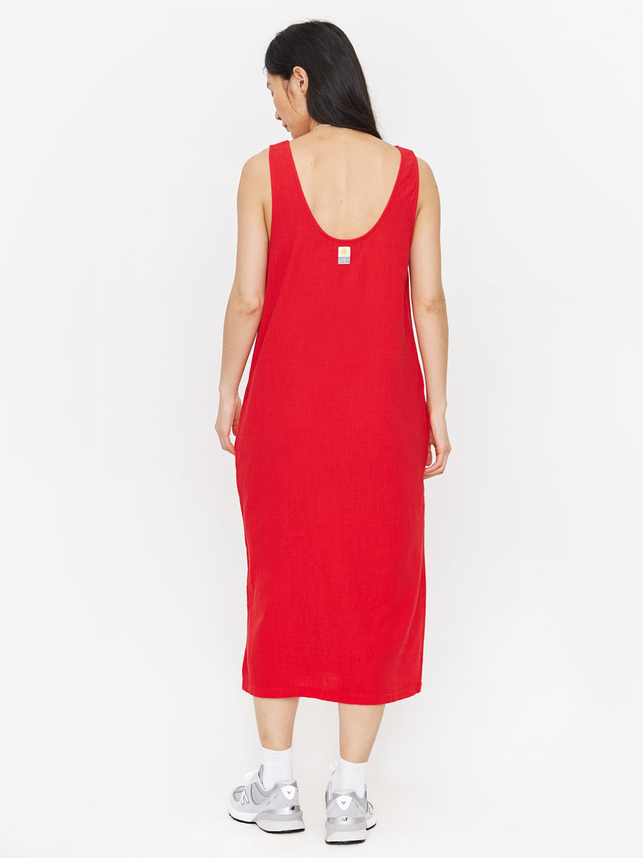 LF Markey LF Markey Basic Linen Dress - Red - Red