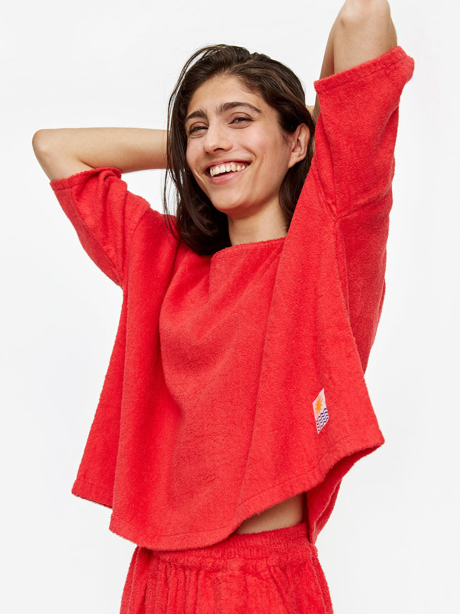 LF Markey LF Markey Basic Towelling Top - Red - Red