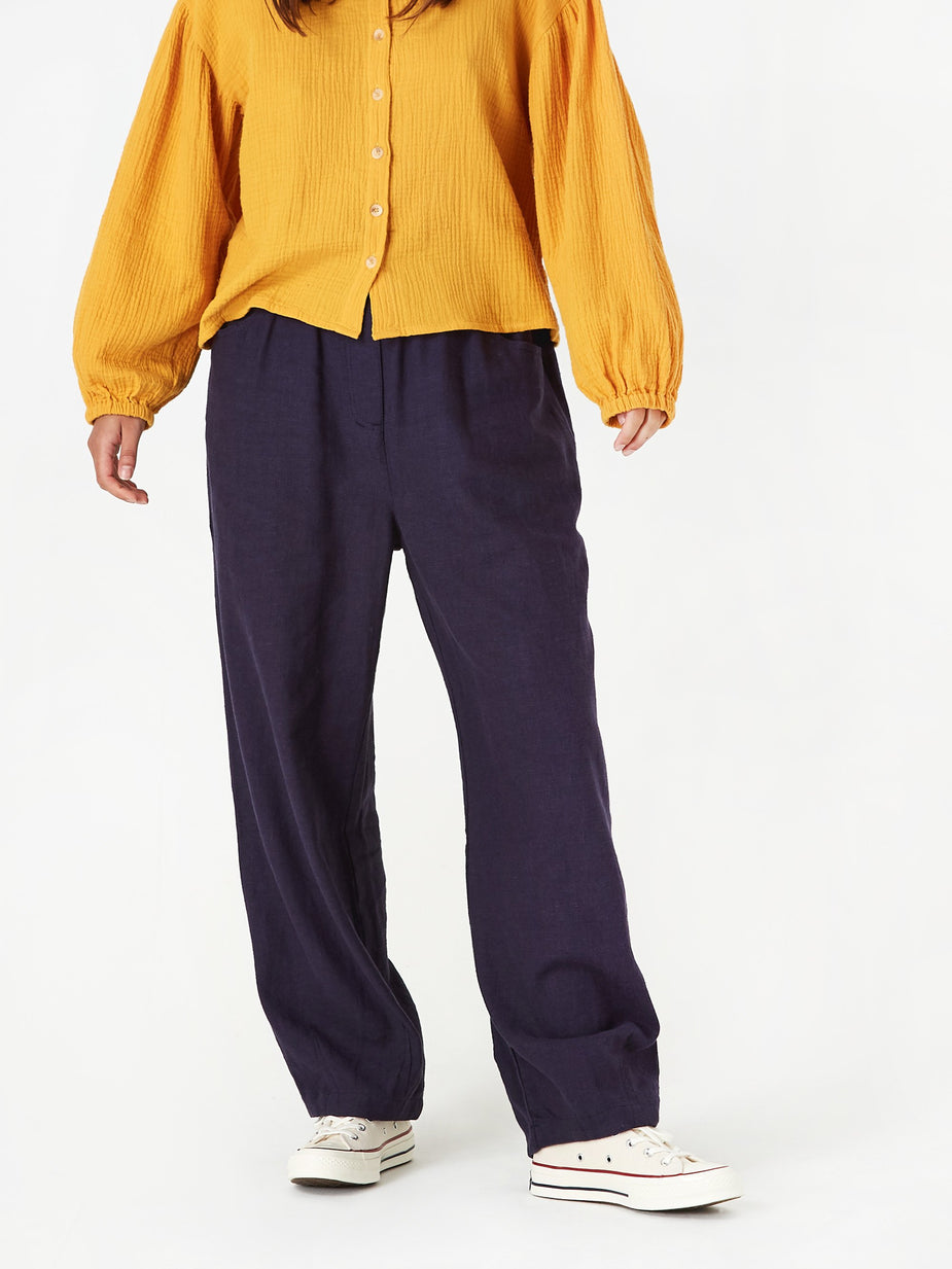 LF Markey LF Markey Fat Boy Linen Trouser - Navy - Blue