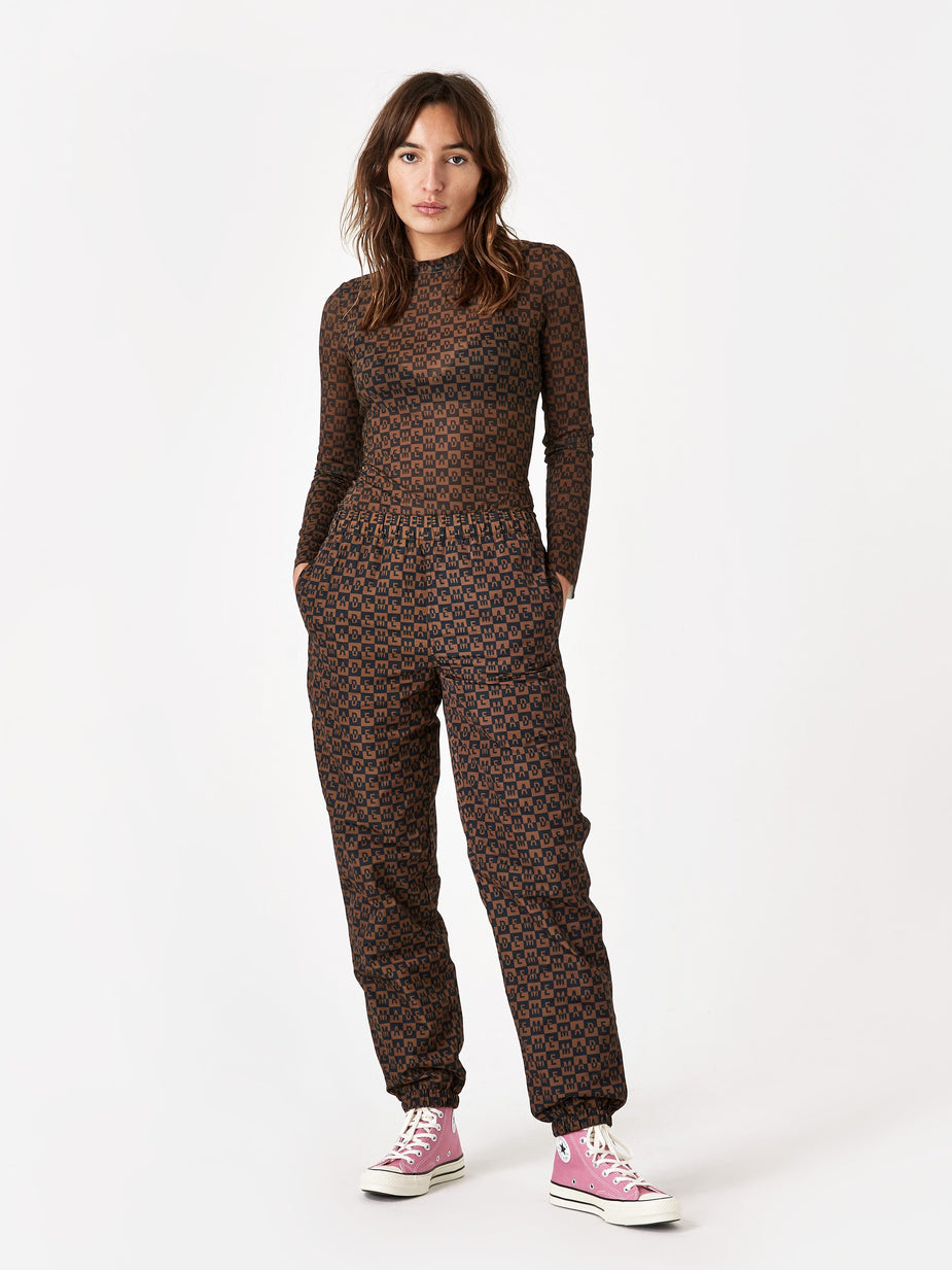 MadeMe MadeMe Checkered Logo Mesh Longsleeve Top - Brown - Brown