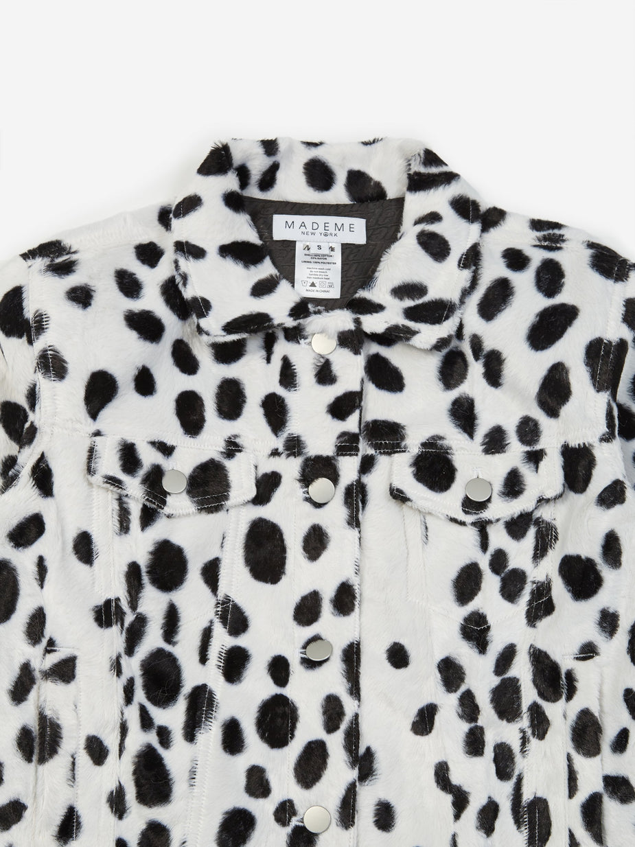 MadeMe MadeMe Dalmation Faux Fur Trucker Jacket - White - White