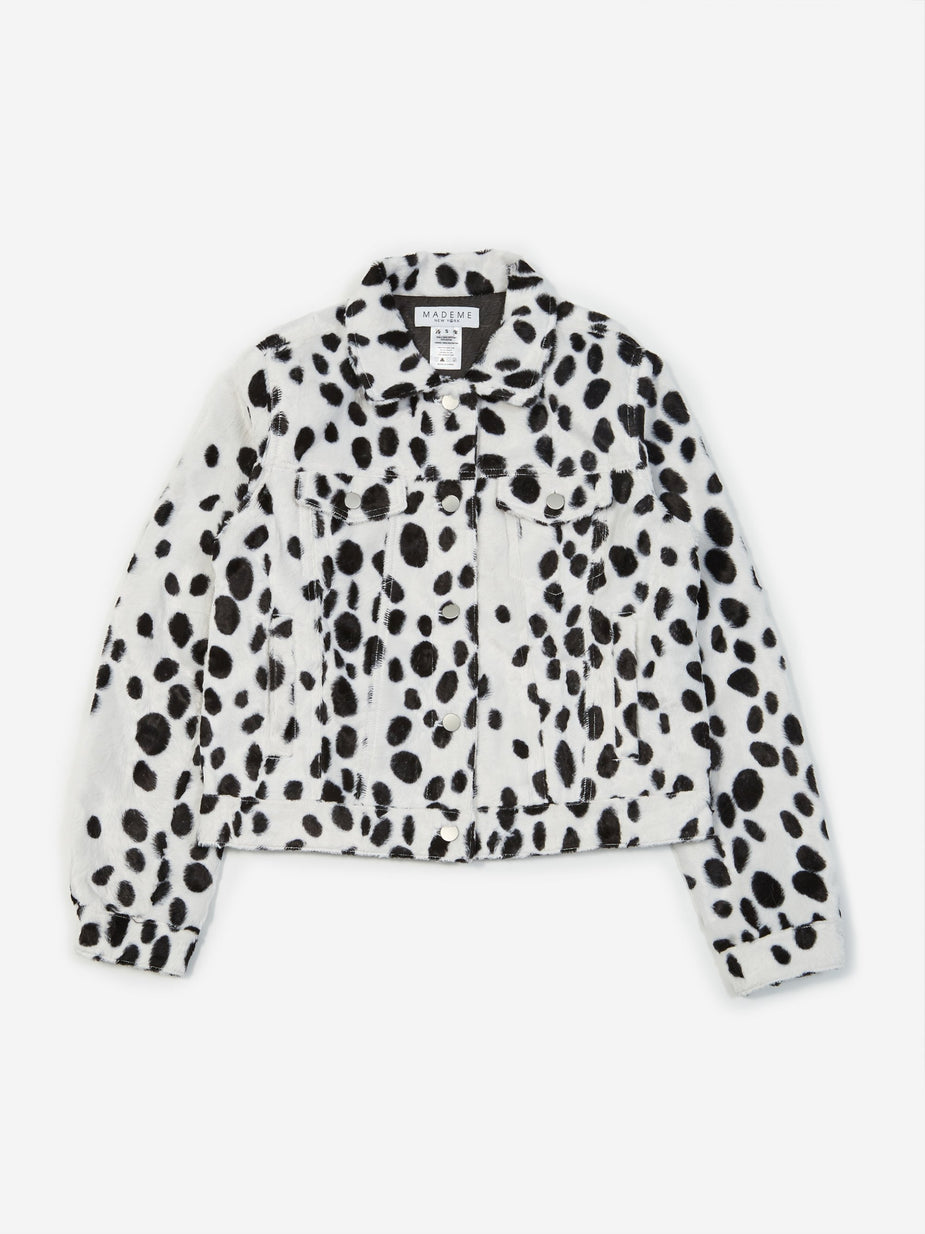 MadeMe MadeMe Dalmation Faux Fur Trucker Jacket - White - White