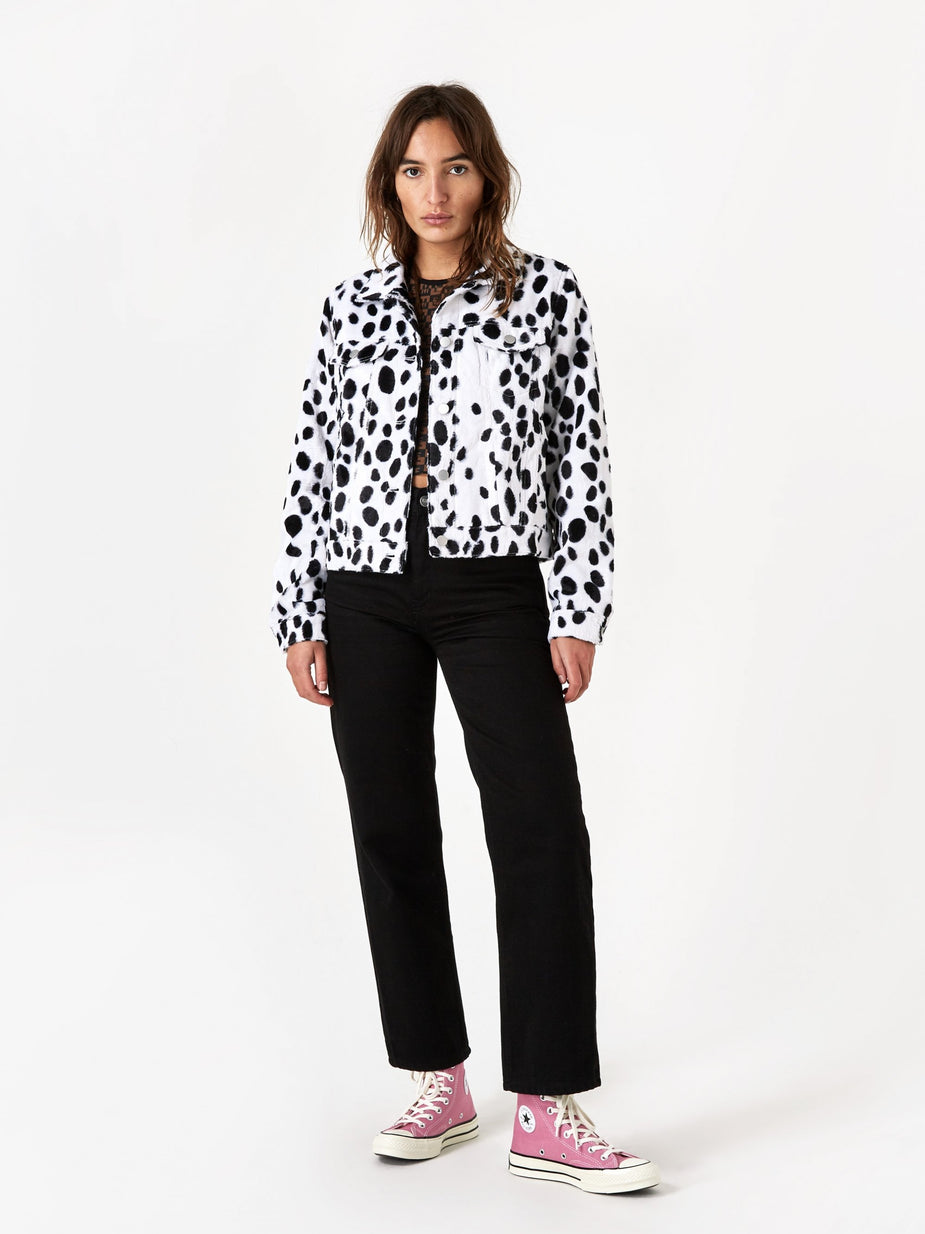 MadeMe MadeMe Dalmation Faux Fur Trucker Jacket - White - White