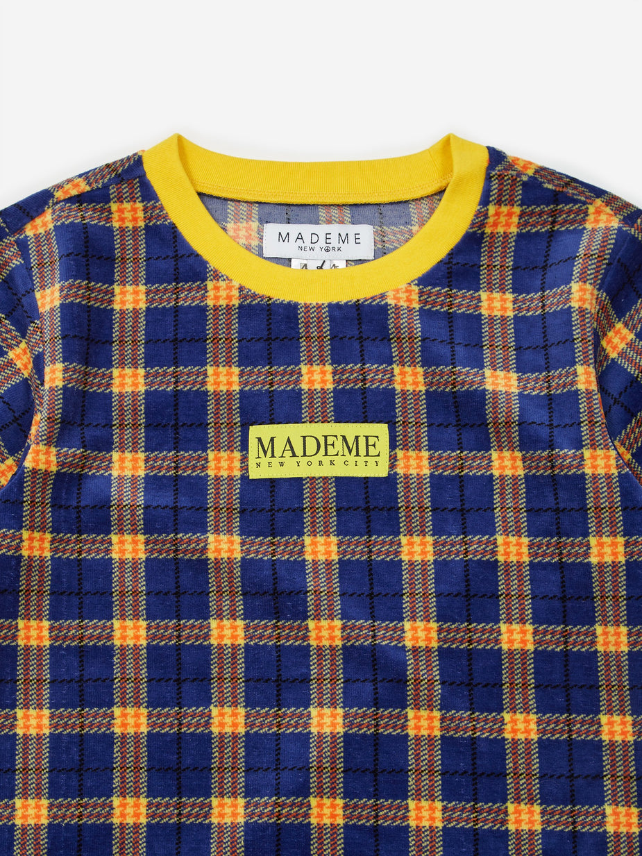 MadeMe MadeMe Velour Plaid Baby T-Shirt - Blue - Blue