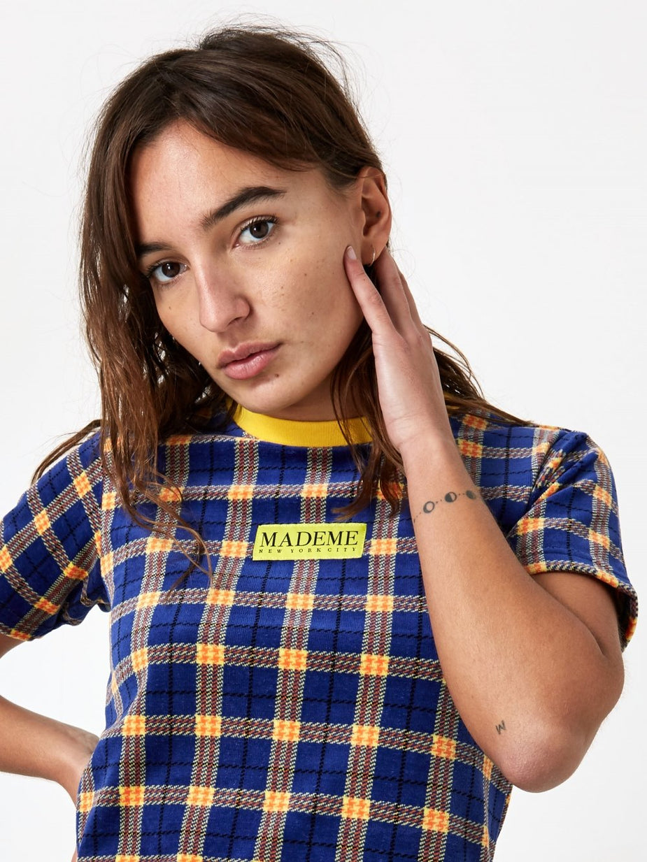 MadeMe MadeMe Velour Plaid Baby T-Shirt - Blue - Blue