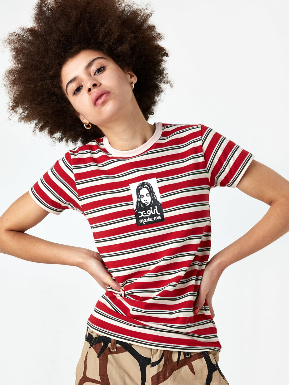 MadeMe MadeMe x X-Girl Baby T - Red Stripe - Red
