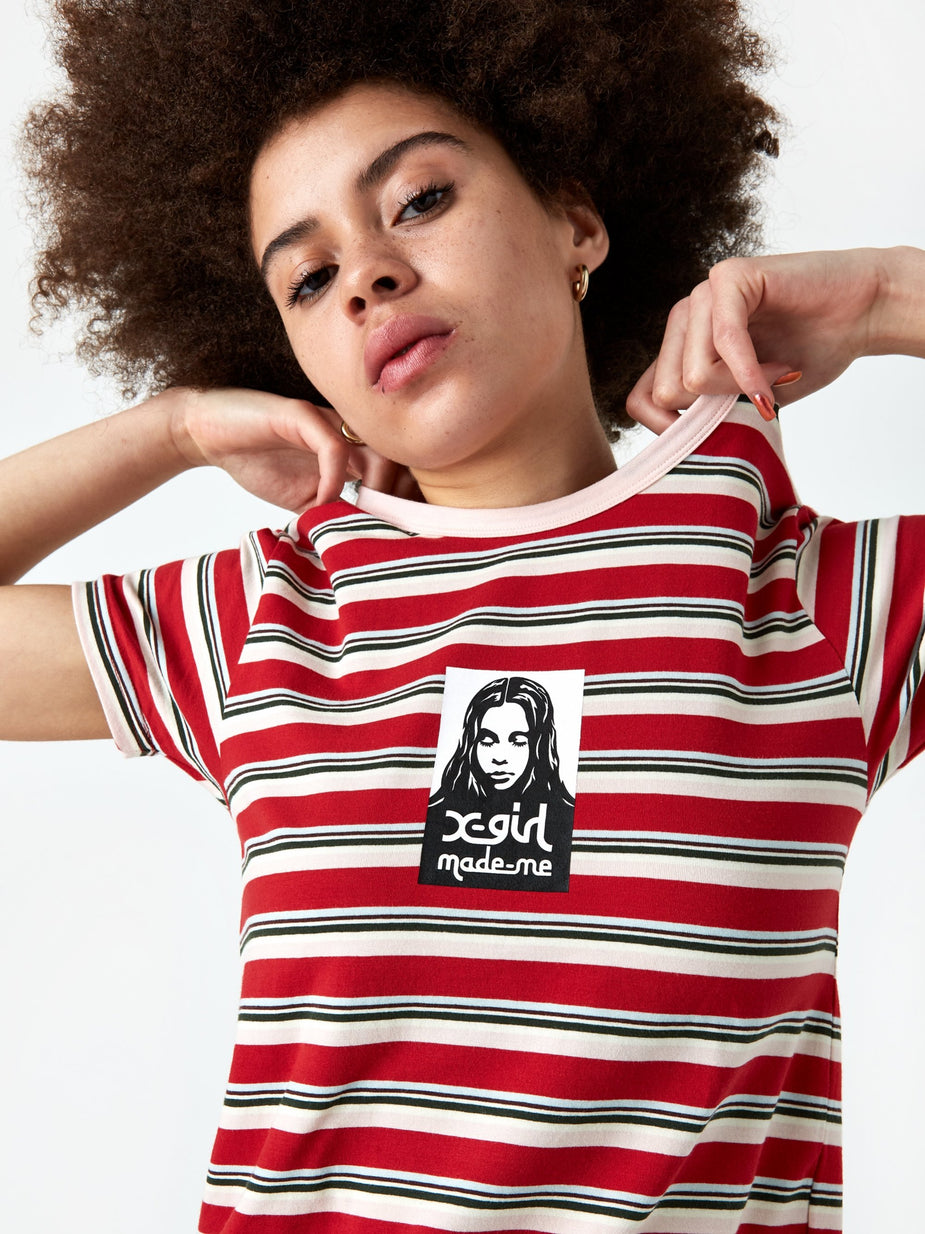 MadeMe MadeMe x X-Girl Baby T - Red Stripe - Red