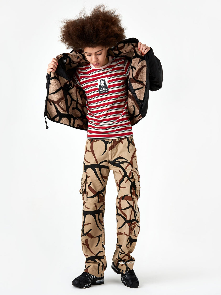 MadeMe MadeMe x X-Girl Reversible Fleece Jacket - Black/Tan - Black