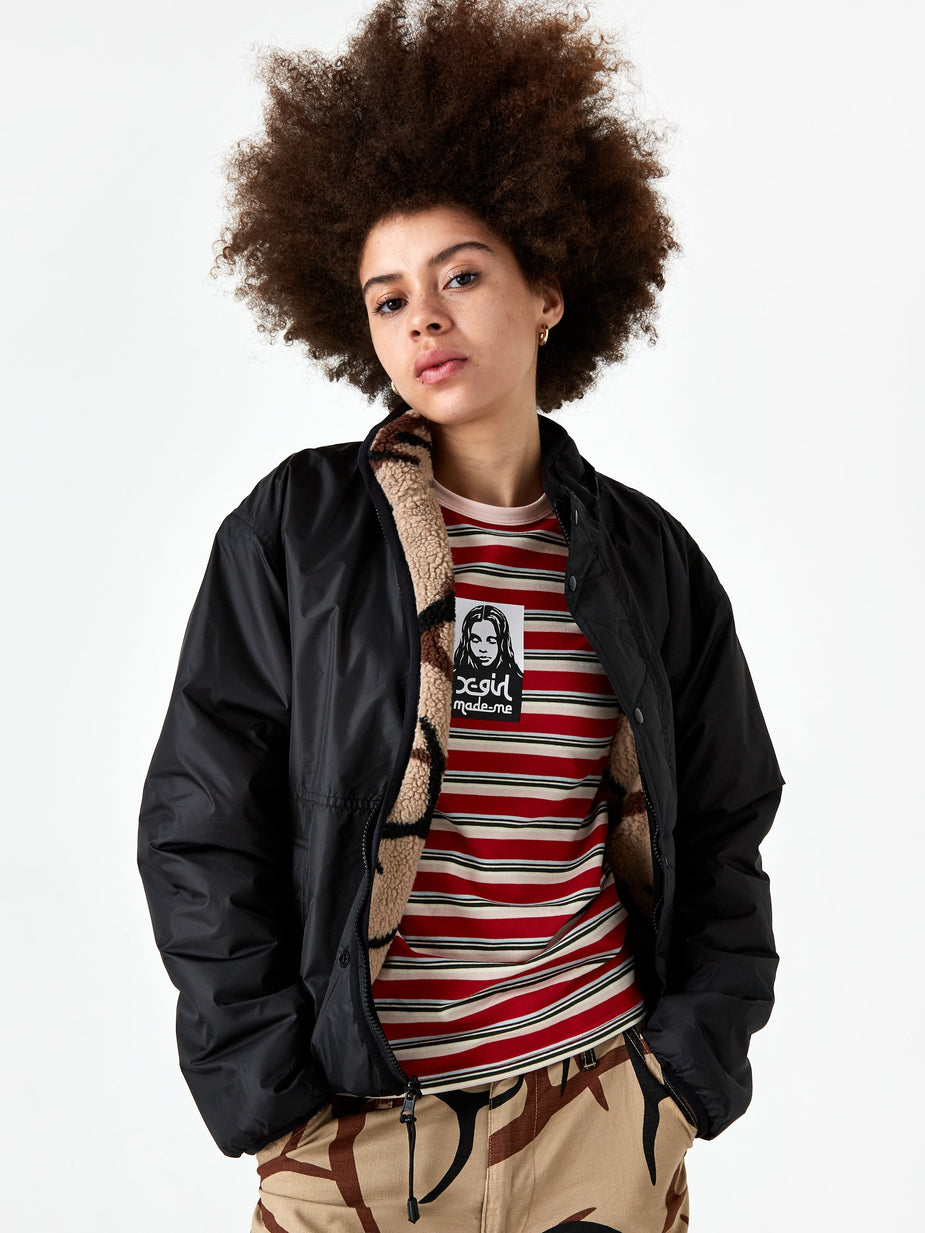 MadeMe MadeMe x X-Girl Reversible Fleece Jacket - Black/Tan - Black