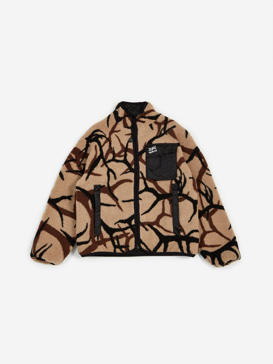MadeMe MadeMe x X-Girl Reversible Fleece Jacket - Black/Tan - Black