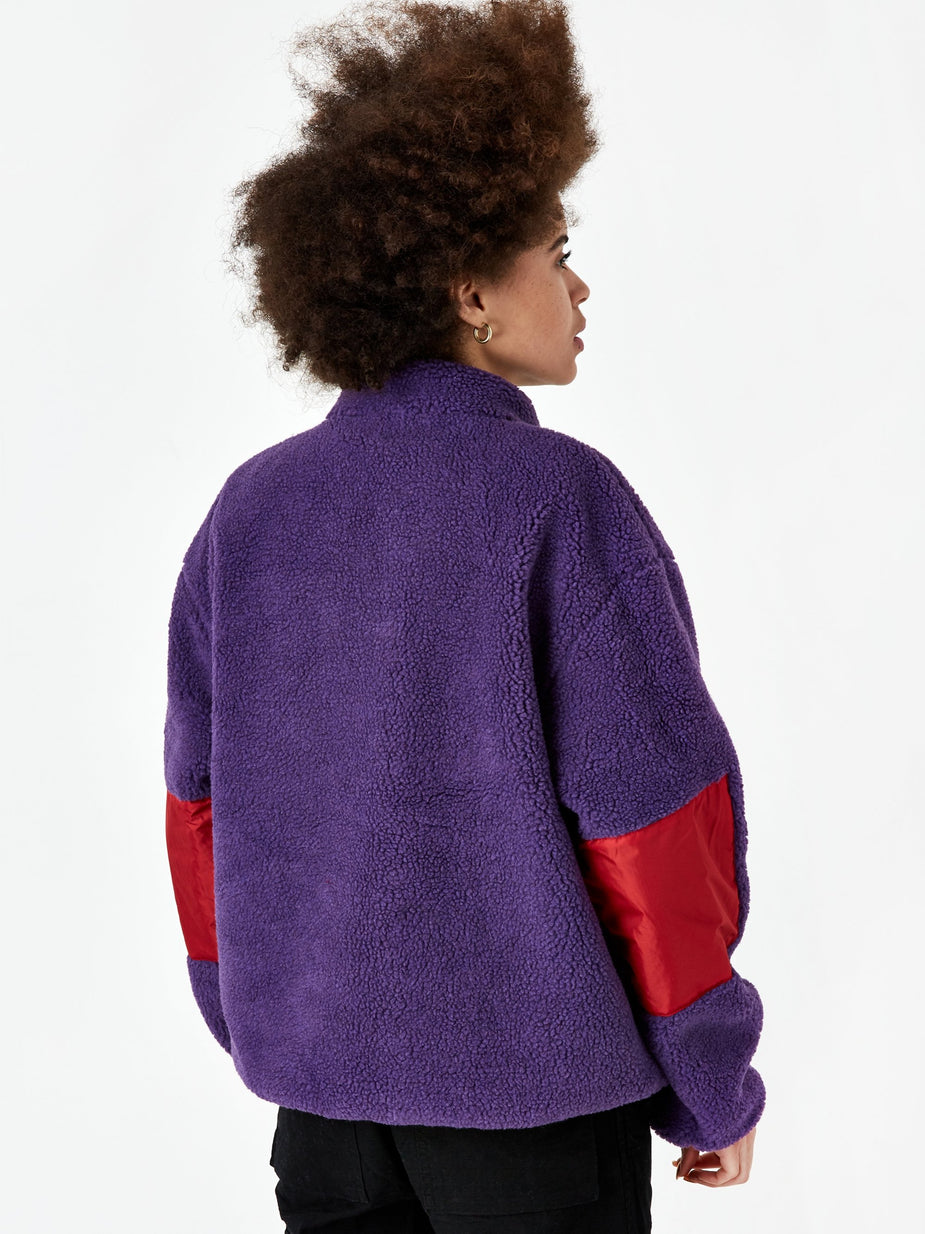 MadeMe MadeMe x X-Girl Reversible Fleece Jacket - Purple/Red - Red