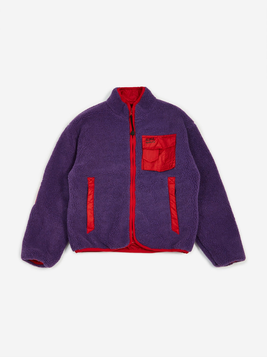 MadeMe MadeMe x X-Girl Reversible Fleece Jacket - Purple/Red - Red