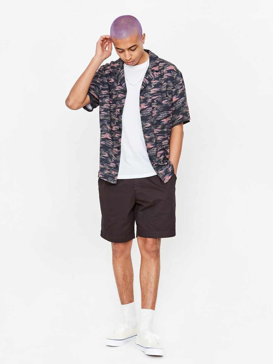 Magic Castles Magic Castles Camp Collar Shirt - Waves Print Black/Pink - Black